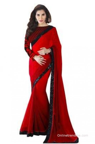 Glory Sarees Solid Bollywood Georgette Sari